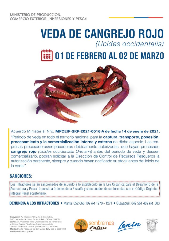 Calendario de vedas en Ecuador Ministerio de Producción