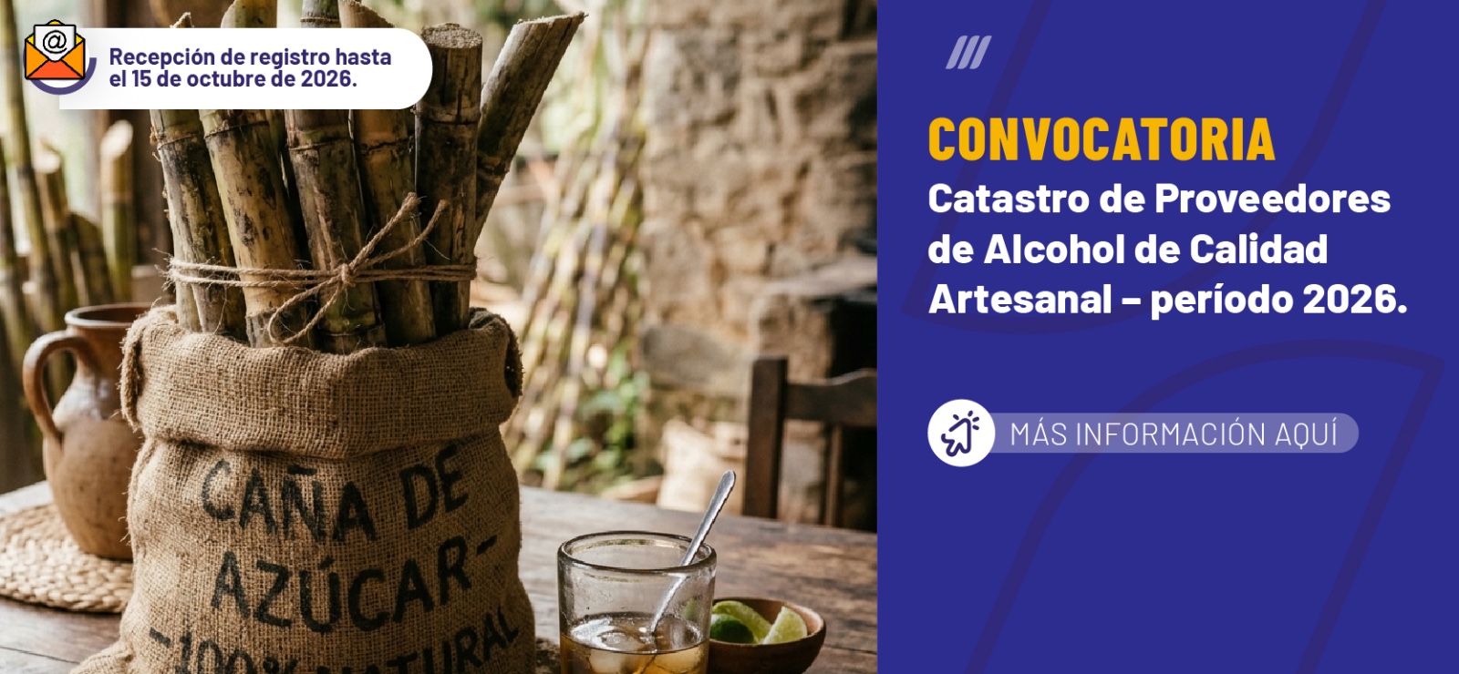 CONVOCATORIA ABIERTA AÑO 2026 REGISTRO DEL CATASTRO DE PROVEEDORES DE ALCOHOL DE CALIDAD ARTESANAL